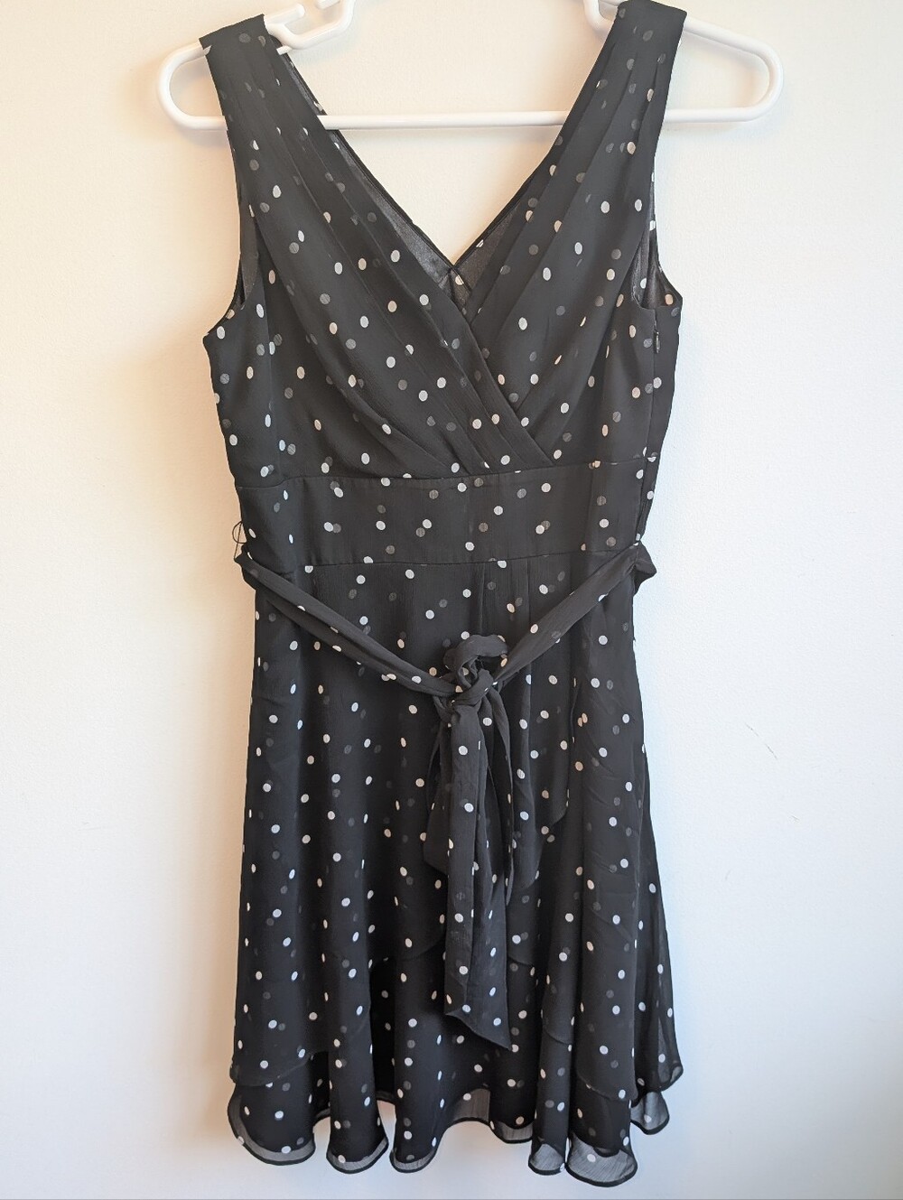 White House Black Market Black Dress with White Polka Dots